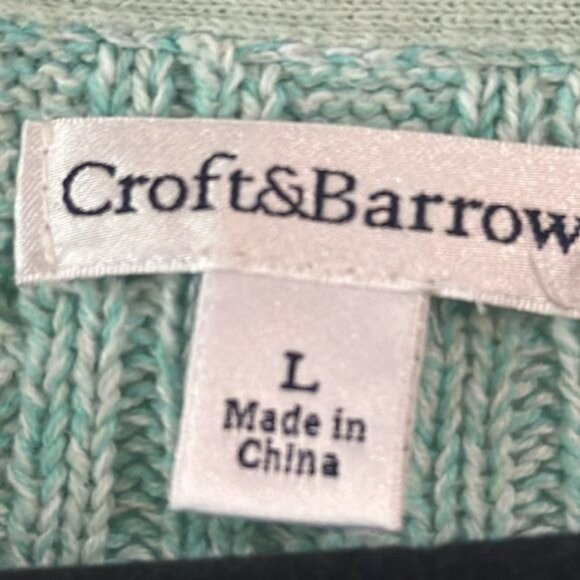 Croft & Barrow Womens Cable Knit V-Neck Sweater Mint Green Size L - Picture 2 of 7